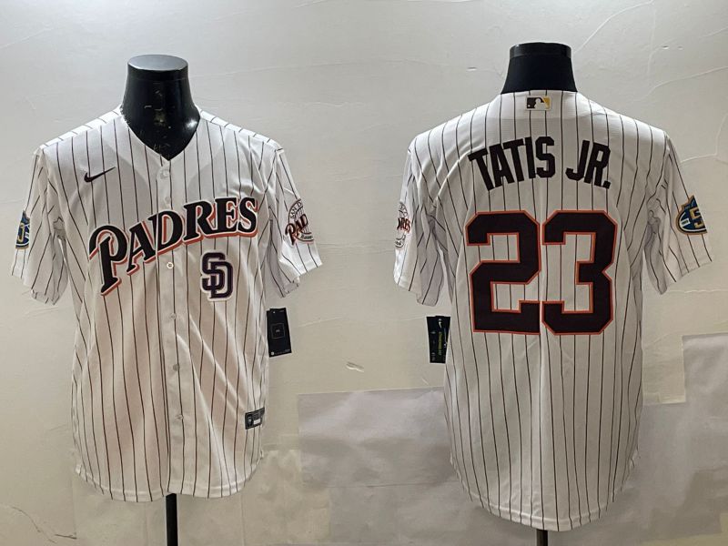 Men San Diego Padres #23 Tatis jr White Stripe Throwback Game 2025 Nike MLB Jersey style 5->san diego padres->MLB Jersey